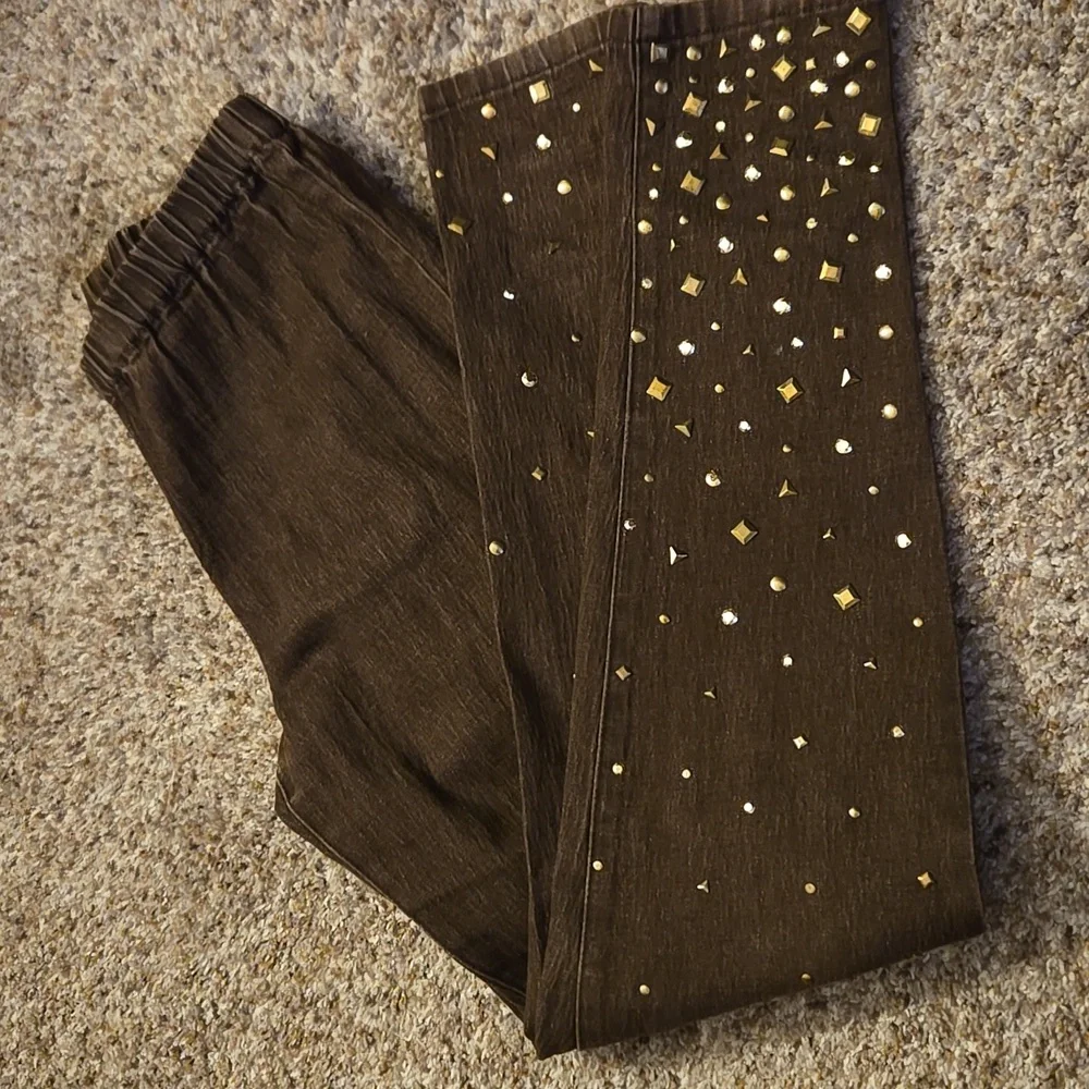 DG2 Brown Embellished Jeans - Picture 2 of 5